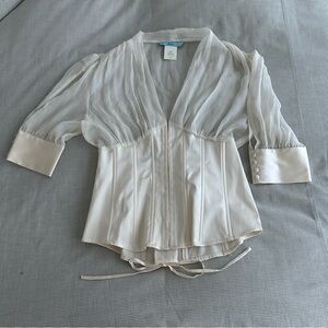 MARCIANO Gorgeous Winter White Corset Chiffon Top! Great Condition Size S/P